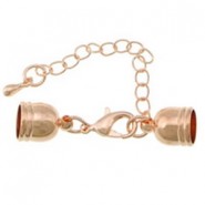 Metal Endkap set Ø 6mm with extension chain and lobster clasp Rosegold